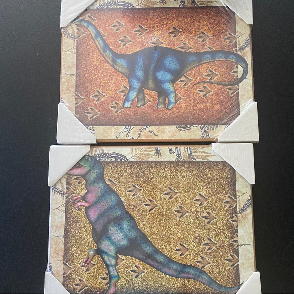 Tyrannosaurus (blue & pink).  Brontosaurus (blue) . $48 for both.